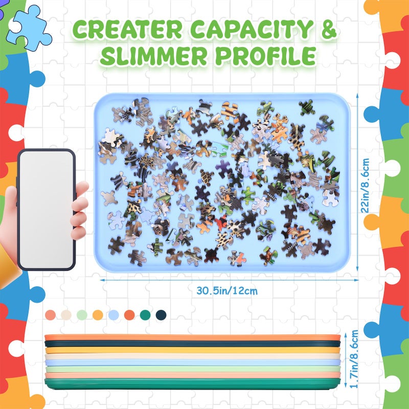 LOYIM 8 Pcs 12'' x 8.7'' Extra Large Puzzle Sorting Trays Stackable Puzzle Trays for Sorting Piece Sorter Jigsaw Storage Accessory for Sorting 2000/3000/5000/6000 Pieces - Image 2
