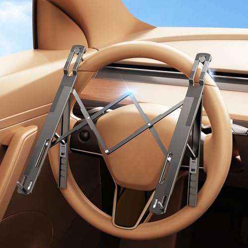 DICMKY Car Laptop Mount Steering Wheel Tray Holder Height Adjustable Car Desk for Laptop Computer Tablet Foldable Portable Lap Laptop Stand for Car Vehicle Workstation Accessories Truck SUV Tesla - Image 1