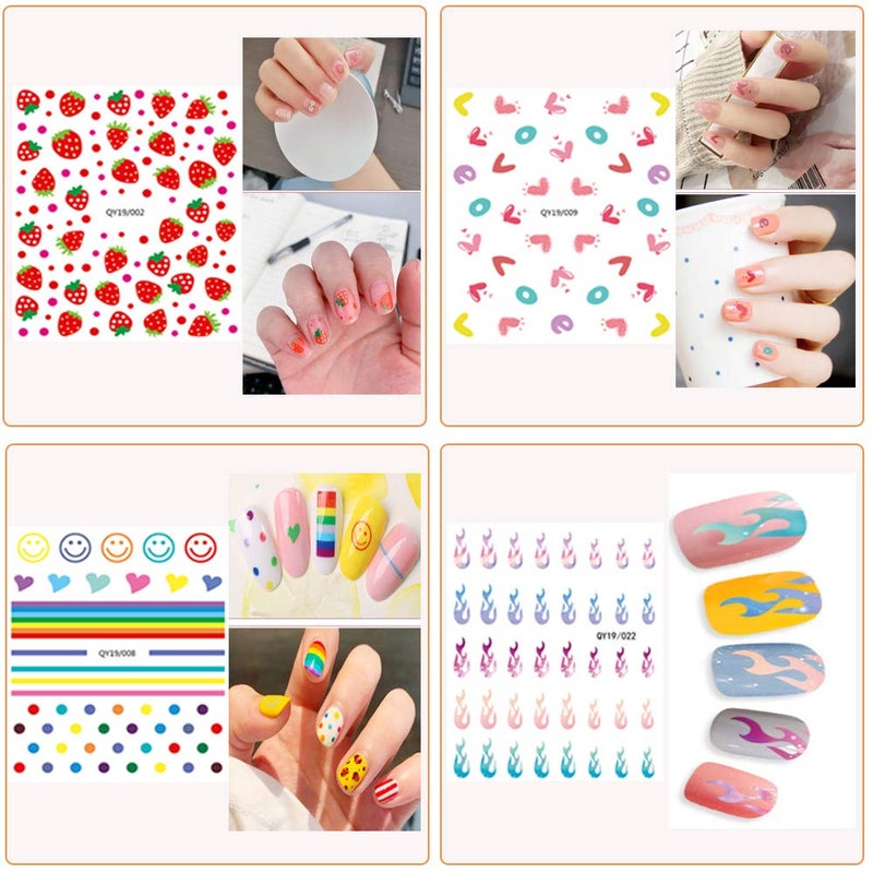IHUKEIT Nail Stickers for Women and Little Girls - 12 Sheets 3D Self-Adhesive DIY Nail Art Decoration Set Including Flowers Leaves Animals Plants Fruits Nail Decals for Woman Kids Girls - Image 5