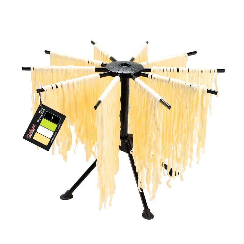 Cambom Cambom Foldable Pasta Drying Rack Plastic Spaghetti Noodle Dryer with 10 Bar Handles Black 