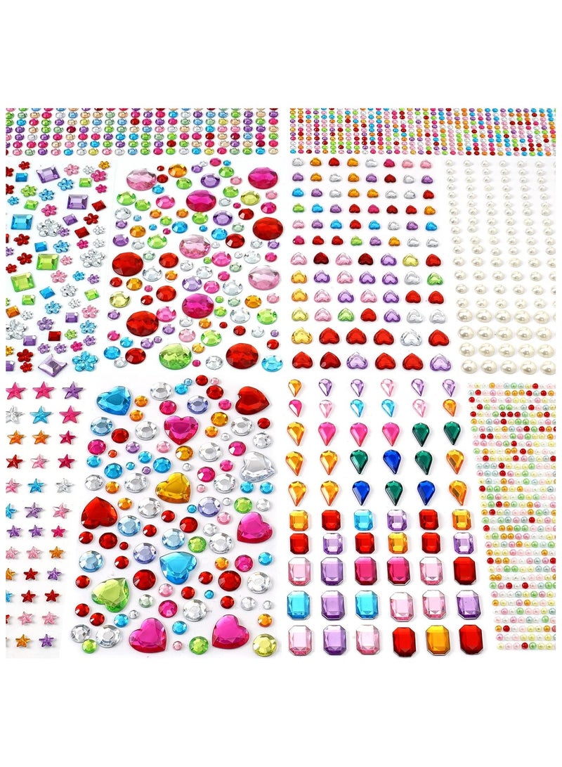 2774pcs Gem Stickers Jewels for Crafts - Self Adhesive Rhinestone Jewel Stickers, Stick on Gems Rhinestones for Crafts, Acrylic Bling Heart Stickers, Craft Supplies for Kids  - Image 1
