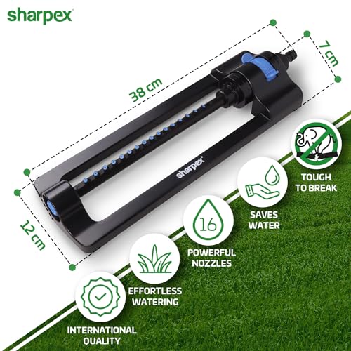 Sharpex Heavy Duty Turbo Oscillating Sprinkler for Garden Watering | 16 Nozzels, Upto 3600 Sqft, Adjustable Water Sprayer for Outdoor, Yard Irrigation System - Image 4