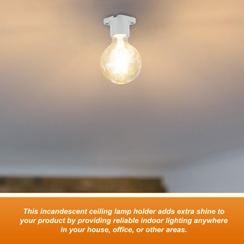 Saysurey 4 Pcs E26 Light Socket Porcelain Lamp Holder Socket Medium Keyless Threaded Base with Two Hole Flange Mounting and 6" Wire Indoor Garage Closet Lighting - Image 4