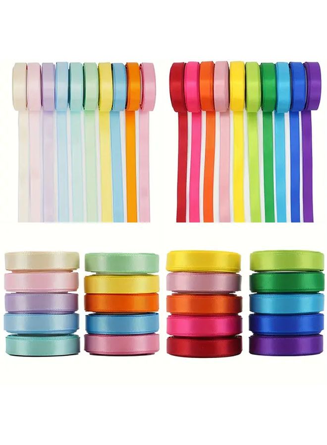Set C D 10 Rolls Yarn Dyed Ribbon Silk Satin Fabric For Crafts Hair Bows - Image 1