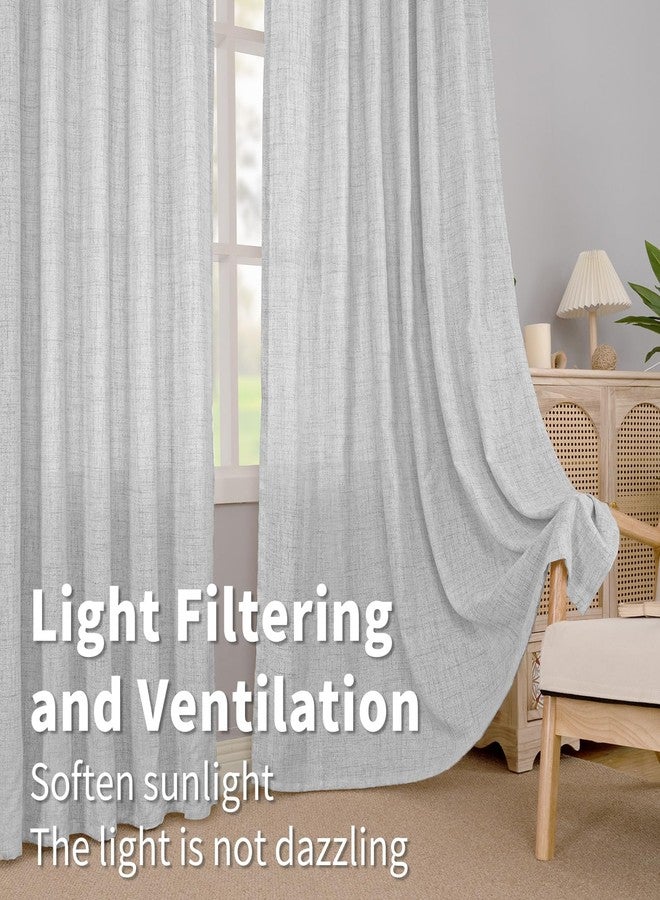 BGment Natural Faux Linen Curtains for Bedroom, Thick Linen Window Curtains for Living Room 2 Panels Set, Privacy Light Filtering Curtains & Drapes with Rod Pocket Back Tab, 52 x 63 Inch, Light Grey - Image 3