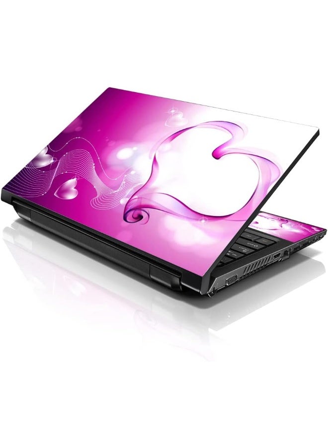 LSS 15 15.6 inch Laptop Notebook Skin Sticker Cover Art Decal Fits 13.3" 14" 15.6" 16" HP Dell Lenovo Apple Asus Acer Compaq (Free 2 Wrist Pad Included) Pink Heart - Image 1