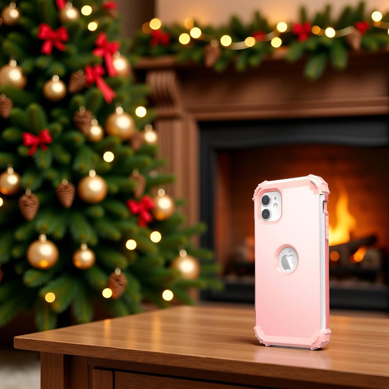 IDweel for iPhone 11 Case with Screen Protector(Tempered Glass), Hybrid 3 in 1 Shockproof Slim Fit Heavy Duty Protection Hard PC Cover Soft Silicone Bumper Full Body Case,Rose Gold - Image 2
