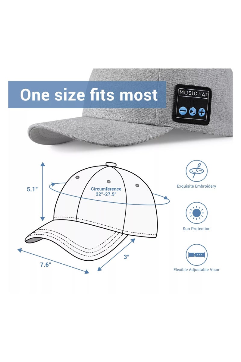 LUCKIER Bluetooth Headphones Music Baseball Cap with Built-in Speaker - Wireless Stereo, 8 Hours Playtime, Lightweight, Suitable for Outdoor Activities - Image 3