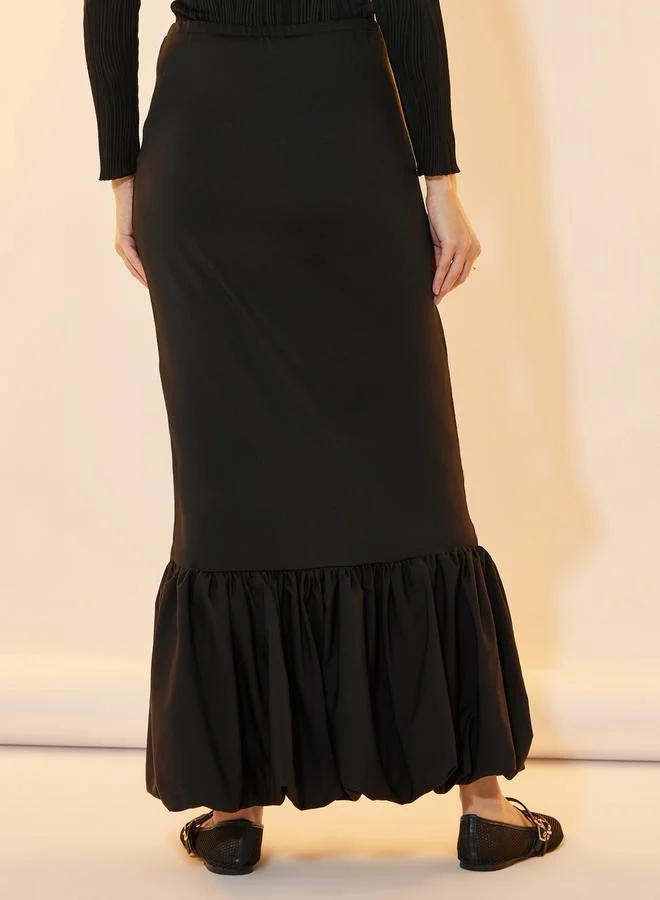 Take Two Solid Mermaid Bodycon Maxi Skirt