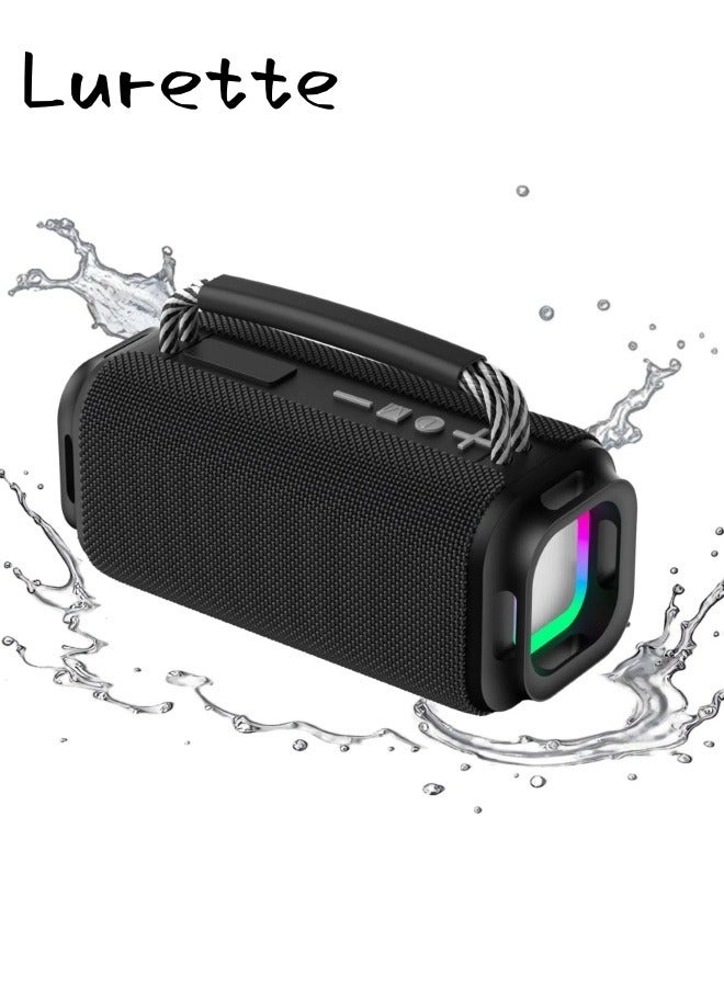 مكبر صوت لاسلكي محمول بتقنية البلوتوث مع صوت عالي الدقة، بلوتوث 5.4، مكبر صوت مزدوج بقوة 15 وات، وقت تشغيل يصل إلى 16 ساعة، مقاوم للماء والسقوط IPX7، متوافق مع TWS، للاستخدام في الهواء الطلق/المنزل/الحفلات/الشاطئ (مربع) - أسود - Image 1