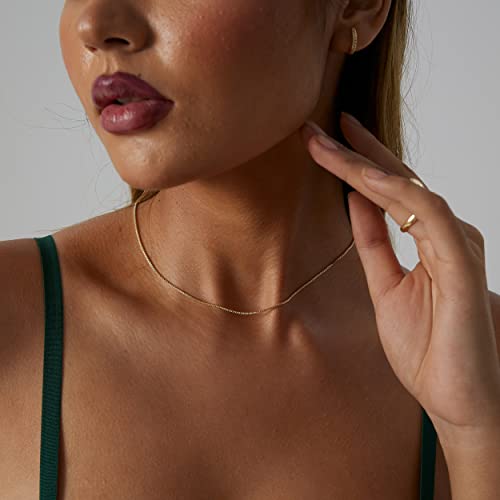 BERISO 14K Gold/Silver Plated Choker Necklace for Women Shining Dots Station Gold Chain Necklace Beads Sparkle Chain Necklace Link Chain Exquisite Jewelry for women - Image 2