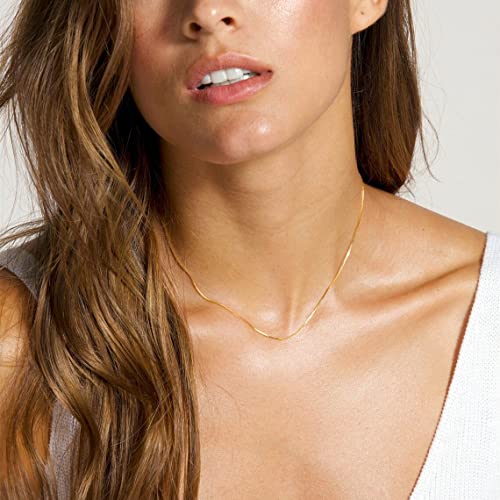 BERISO 14K Gold/Silver Plated Choker Necklace for Women Shining Dots Station Gold Chain Necklace Beads Sparkle Chain Necklace Link Chain Exquisite Jewelry for women - Image 5