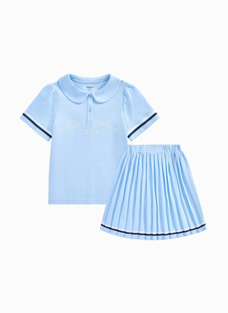 بالابالا Kids Girl Knit Short Sleeve Suit