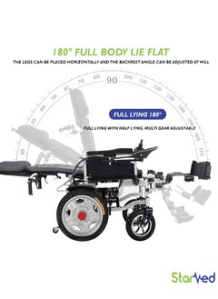 STARMED STARMED Electric Power Wheelchair, Folding, Black, Lightweight, Automatic Adjustment, Fully Lying & Easy To Carry - Elderly-Disabled  - Image 2