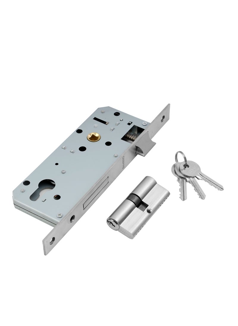 GEEPAS - Geepas Sash Lock with Double Cylinder GHW65088, High Quality Door Lock with Key, Door Lock without Handle Perfect for Home & Office, Stainless Steel Latch Bolt and Dead Bolt, Three Keys Included - Image 1