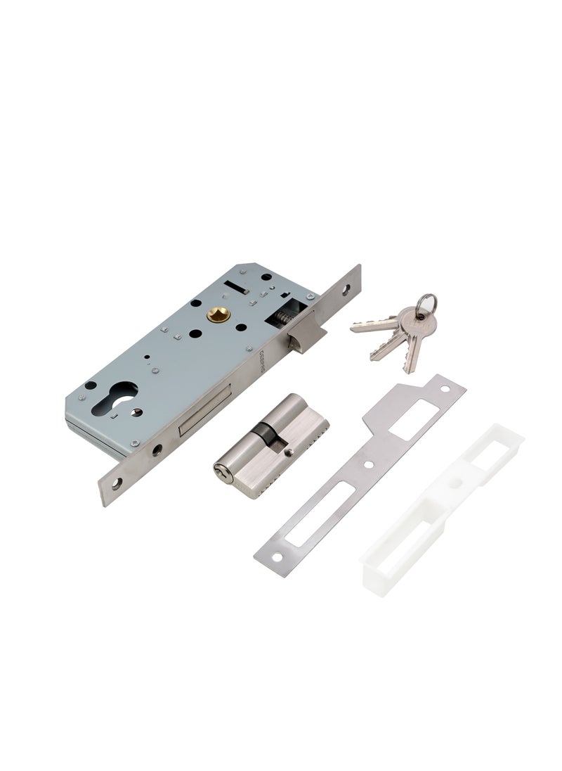 GEEPAS - Geepas Sash Lock with Double Cylinder GHW65088, High Quality Door Lock with Key, Door Lock without Handle Perfect for Home & Office, Stainless Steel Latch Bolt and Dead Bolt, Three Keys Included - Image 1