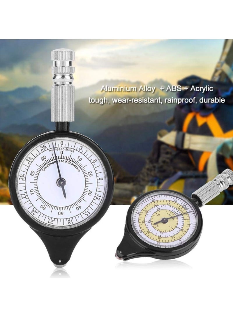 SYOSI - 2 in 1 Map Measurer, Mini Cam Map Measuring Gauge Range Finder Meter, Rangefinder Odometer Distance Calculator, Metal Wheel Map Wheel Distance Measuring Tool - Image 1