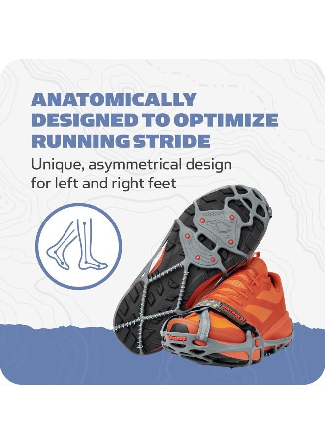 Yaktrax Run Traction Cleats for Snow and Ice, Gray/Red, Small (8161) - Image 3