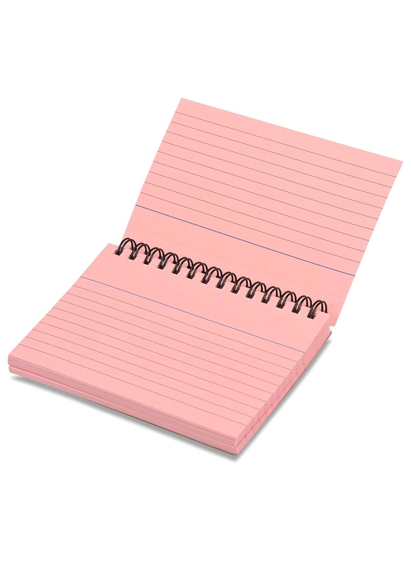 FIS بطاقات تسجيل مروسة FIS® حجم: 8"x5" بوصة (203x127 مم) تجليد حلزوني مزدوج، جانبين مروسان، 180 جرام، مثقبة، 50 ورقة لكل دفتر، عبوة من 3 قطع، لون وردي - FSIC85-180SPPI-3 - Image 5