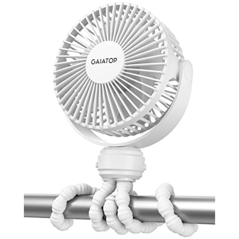 Mini Portable Stroller Fan, Battery Operated Small Clip on, Detachable 3 Speed Rechargeable, 360° Rotate Flexible Tripod Better Cooling for Car Seat Crib Treadmill Travel - Image 1