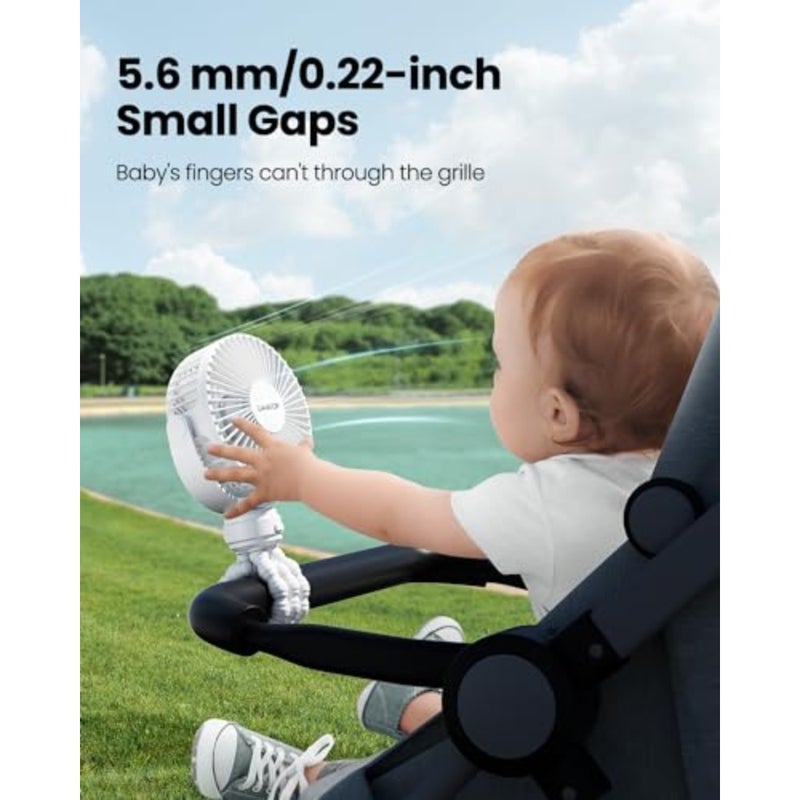 Mini Portable Stroller Fan, Battery Operated Small Clip on, Detachable 3 Speed Rechargeable, 360° Rotate Flexible Tripod Better Cooling for Car Seat Crib Treadmill Travel - Image 2
