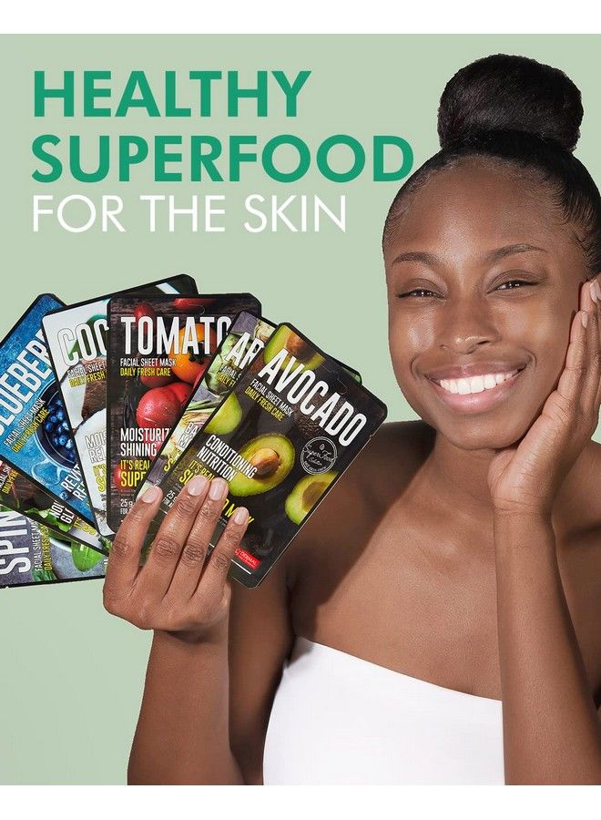 DERMAL Super Food Face Masks Skincare 12 Pack Facial Sheet Mask For A Glowing Refreshing Skin Moisturizing Sheet Masks For Face Enriched With Natural Ingredients For All Skin Types  - Image 3