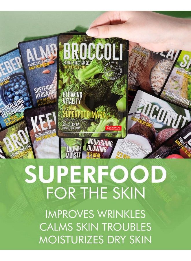 DERMAL Super Food Face Masks Skincare 12 Pack Facial Sheet Mask For A Glowing Refreshing Skin Moisturizing Sheet Masks For Face Enriched With Natural Ingredients For All Skin Types  - Image 4