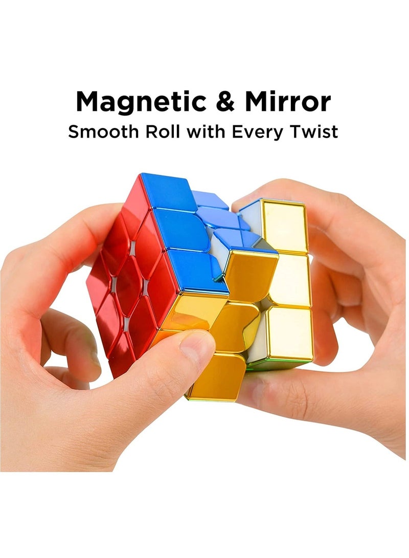كابتن تيك Magnetic Speed Rubix Cube SYOSI 3x3x3 Speed Cube for Cyclone Boys Original Mirror Reflective Stickerless Magic Cube Personalized Shiny Cube Puzzles for Kids Adults - Image 2
