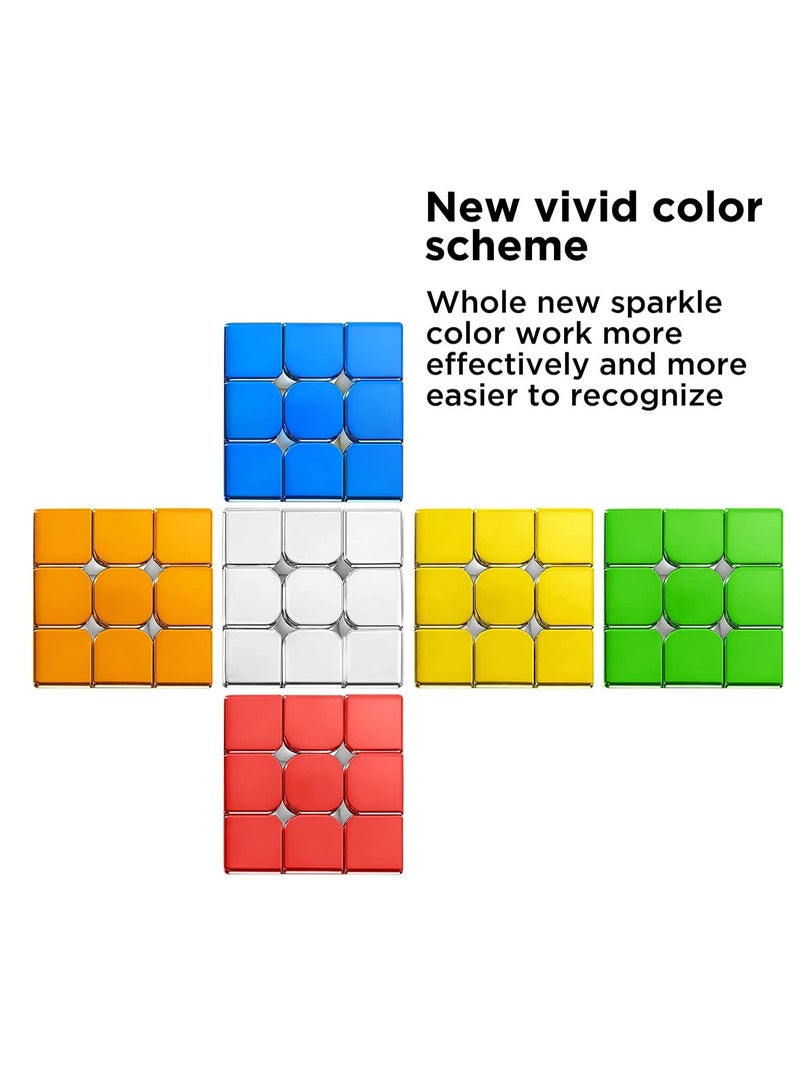 كابتن تيك Magnetic Speed Rubix Cube SYOSI 3x3x3 Speed Cube for Cyclone Boys Original Mirror Reflective Stickerless Magic Cube Personalized Shiny Cube Puzzles for Kids Adults - Image 3