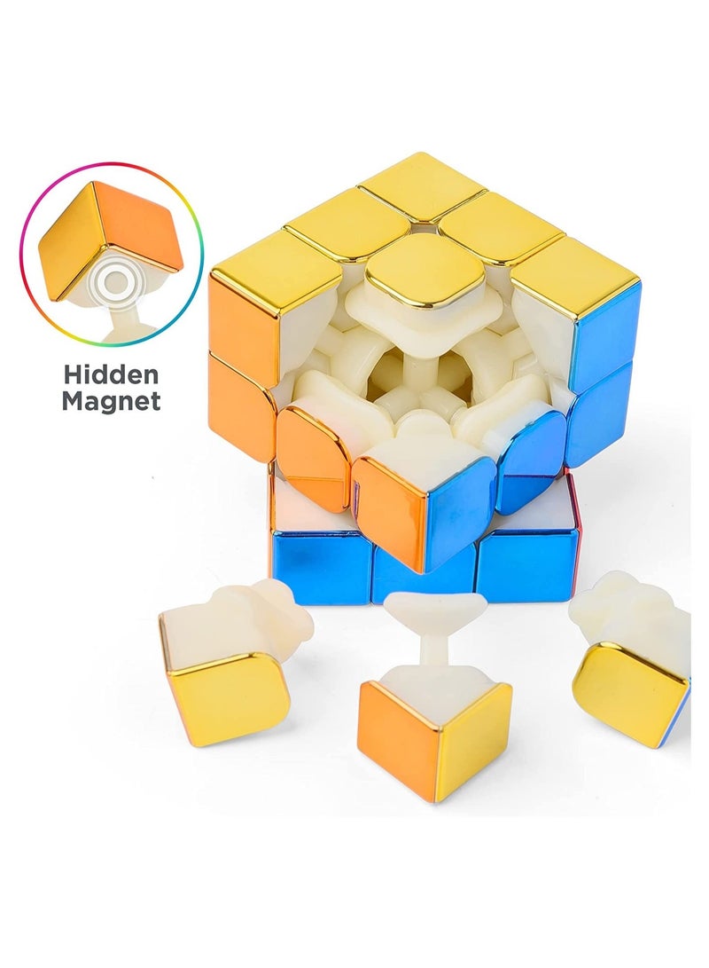 كابتن تيك Magnetic Speed Rubix Cube SYOSI 3x3x3 Speed Cube for Cyclone Boys Original Mirror Reflective Stickerless Magic Cube Personalized Shiny Cube Puzzles for Kids Adults - Image 4