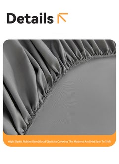 ULHYC Home Essential Fitted sheet set/3 King size -  100% Cotton Light Weight Everyday Use 144 TC High Quality 1 Bed Sheet 180x200+33cm, 2 Pillow Case 50x75cm - Grey Cotton Dark Grey  - Image 4