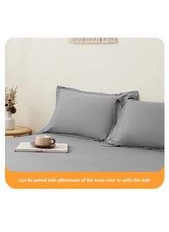 ULHYC Home Essential Fitted sheet set/3 King size -  100% Cotton Light Weight Everyday Use 144 TC High Quality 1 Bed Sheet 180x200+33cm, 2 Pillow Case 50x75cm - Grey Cotton Dark Grey  - Image 5
