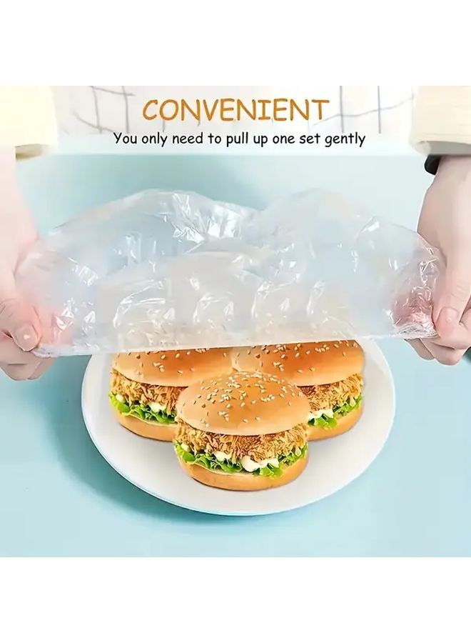 White Disposable Thickened Elastic Food Fresh Keeping Film Covers 500pcs Kitchen Storage - Image 4