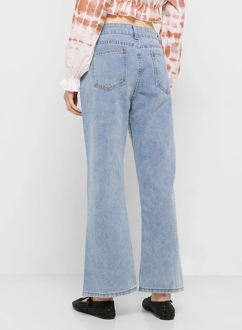 Ginger  Boyfriend Fit Jeans With Side Slit for Women | Best Price UAE
