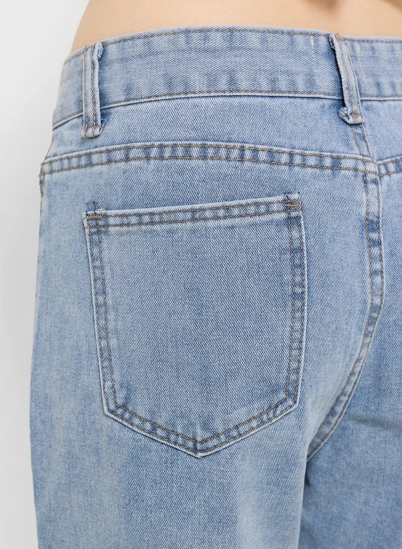 Ginger  Boyfriend Fit Jeans With Side Slit for Women | Best Price UAE