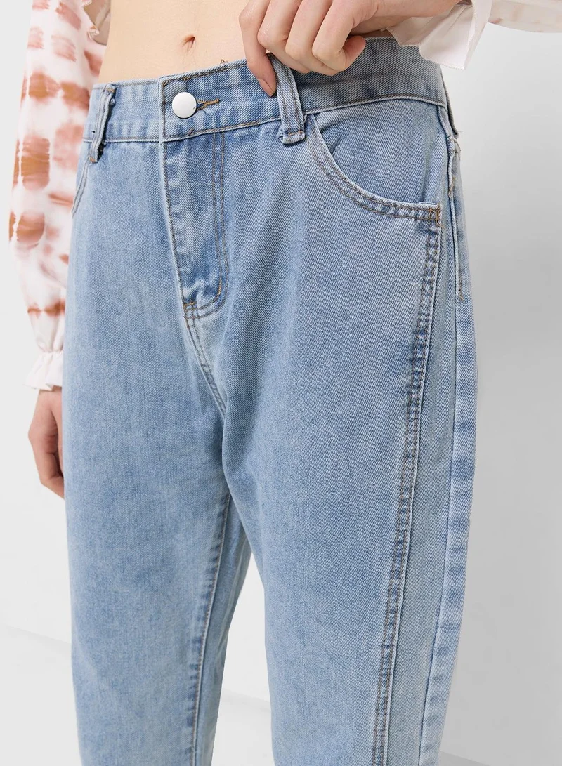 Ginger  Boyfriend Fit Jeans With Side Slit for Women | Best Price UAE