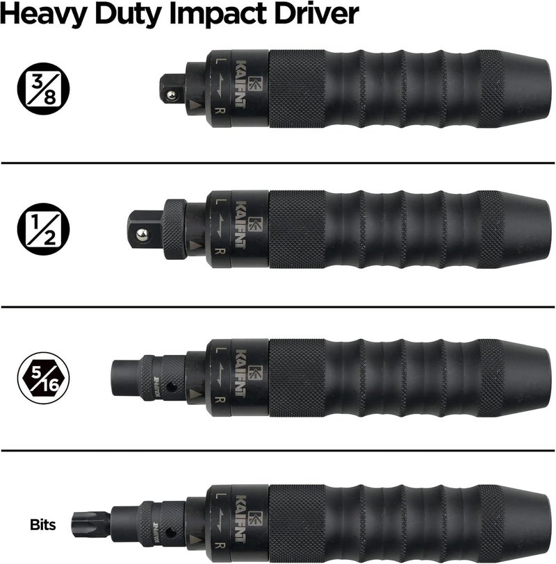 KAIFNT K504 Heavy Duty Manual Impact Driver Set, 3/8-Inch 1/2-Inch, 25-Piece - Image 3