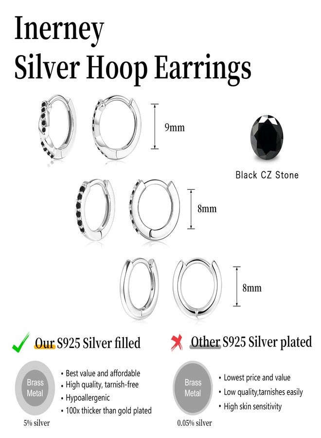 طقم أقراط Inerney Gold Huggie Hoop للنساء، أقراط فضية صغيرة رقيقة مناسبة لثقوب متعددة، خفيفة الوزن، مضادة للحساسية، أقراط غضروفية عصرية من الزركون المكعب الملتوي. - Image 4