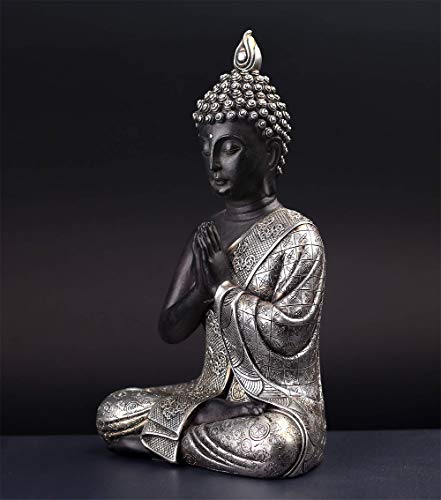 JORAE Seated Buddha Statue Buddhism Thai Meditating Home and Garden Decorative Sculpture Praying Collectibles Figurines, 9.5 in, Polyresin - Image 5