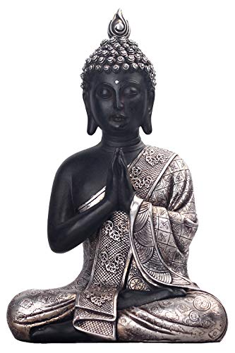 JORAE Seated Buddha Statue Buddhism Thai Meditating Home and Garden Decorative Sculpture Praying Collectibles Figurines, 9.5 in, Polyresin - Image 1