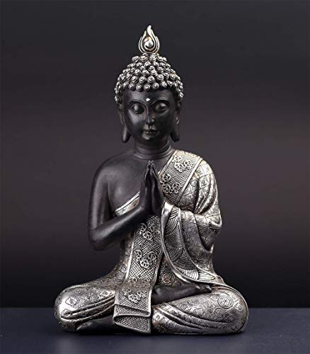 JORAE Seated Buddha Statue Buddhism Thai Meditating Home and Garden Decorative Sculpture Praying Collectibles Figurines, 9.5 in, Polyresin - Image 4