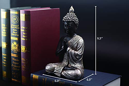 JORAE Seated Buddha Statue Buddhism Thai Meditating Home and Garden Decorative Sculpture Praying Collectibles Figurines, 9.5 in, Polyresin - Image 2