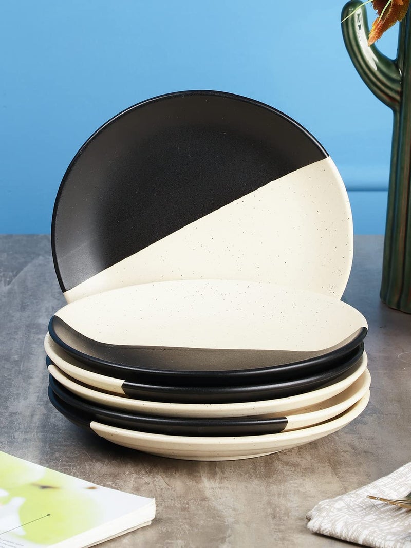 miah decor Handcrafted Ceramic Quarter Plates 7 DiaSet of 6 Microwave Dishwasher Safe he RaatDin Stoneware Collection - Image 1