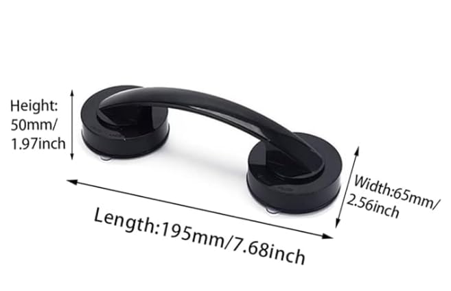 WANLIANPowerful Suction Cup Glass Mirror Door Handle Refrigerator Drawer Bathroom Suction Cup wall handrail Bathtub Shower Handle Kitchen Drawer Cabinet Handle Black Large - Image 3
