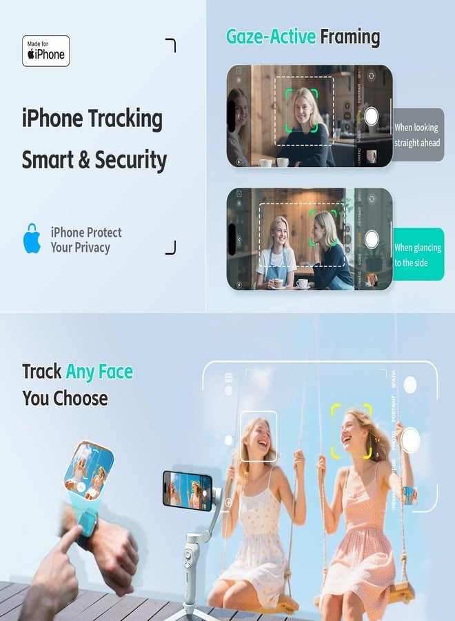 COMITOK MOGO Only for iPhone, Gimbal Stabilizer for iPhone, [MFi Certified] Phone Gimbal with 360 Degree Face Tracking for Video Recording, NFC Pair and Magnetic Mount for iPhone 16 15 Pro Max - Image 3