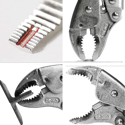 VAMPLIERS 7.5" Vise Grip Heavy Duty Locking Pliers with Screw Extractor Curved Jaws. Professional Grade. Secure Hold, Quick Release. Grip & Remove Stripped/Stuck Screws in seconds. - Image 2