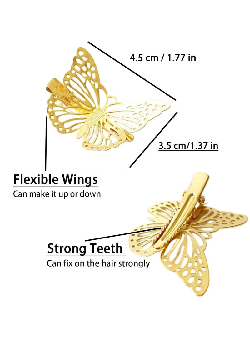 Y&D 12PCS Gold Butterfly Hair Clips Elegant Accessories for Women and Girls Non Slip Metal Bows Weddings Special Occasions - Image 3