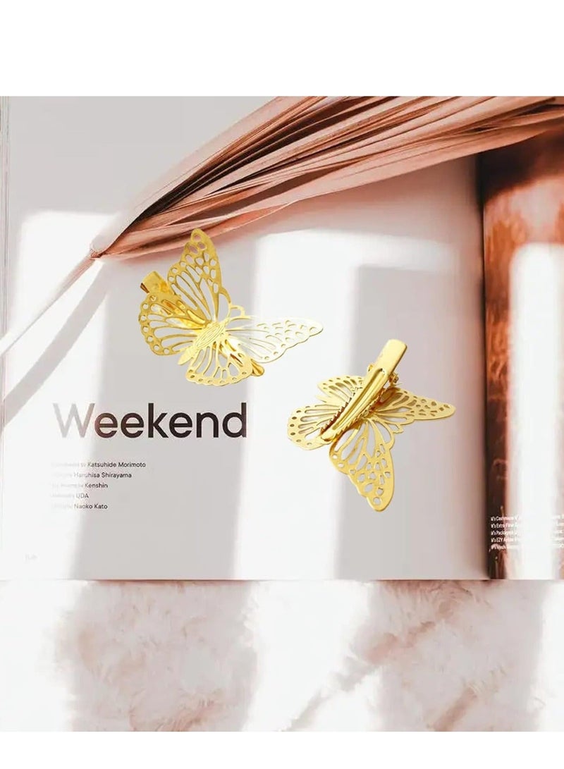 Y&D 12PCS Gold Butterfly Hair Clips Elegant Accessories for Women and Girls Non Slip Metal Bows Weddings Special Occasions - Image 5