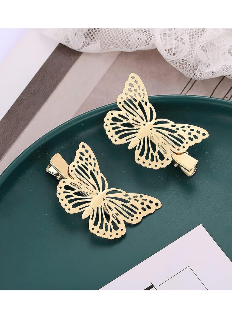Y&D 12PCS Gold Butterfly Hair Clips Elegant Accessories for Women and Girls Non Slip Metal Bows Weddings Special Occasions - Image 4