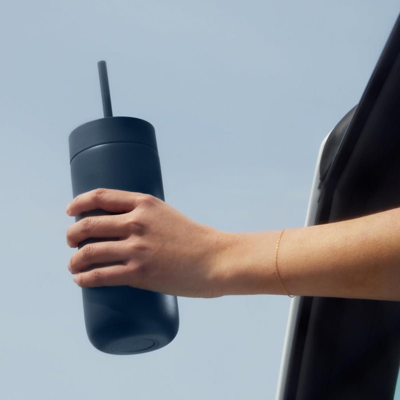 FELLOW 20 oz Carter Cold Travel Iced Coffee Mug - Stainless Steel Vacuum-Insulated Iced Coffee tumbler with Spill Resistant lid and straw - Stone Blue - Image 3
